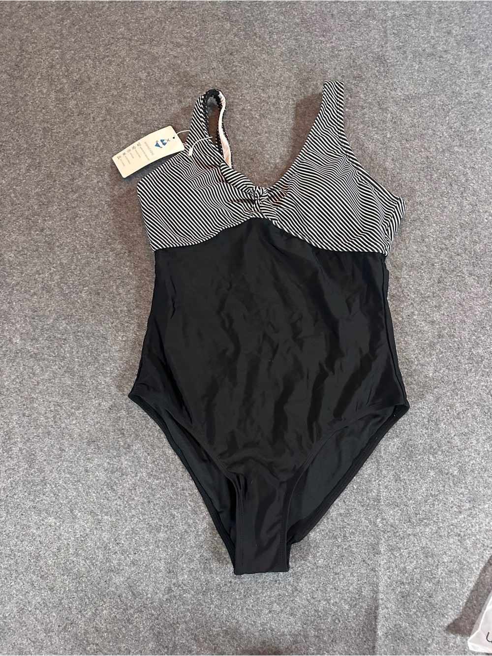 NWT beachsissi black striped swimsuit